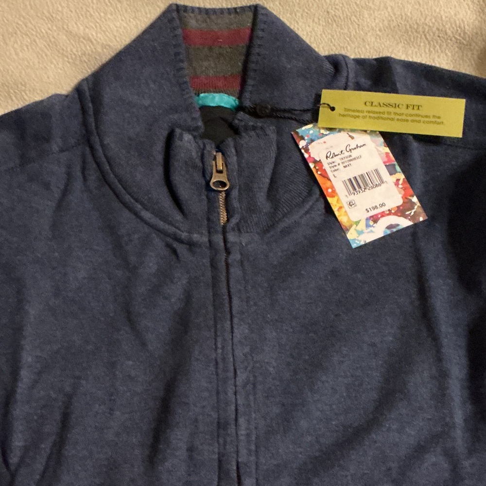 Robert Graham Navy Full-Zip Cardigan